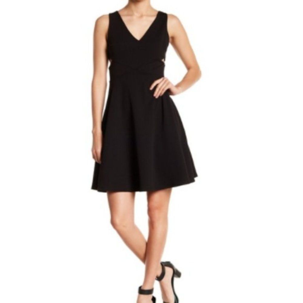 Soprano Sleeveless V-Neck Side Cutout Skater black Dress size L